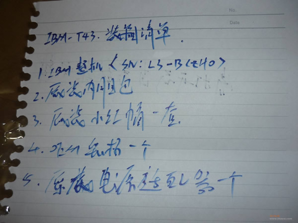 物品清单